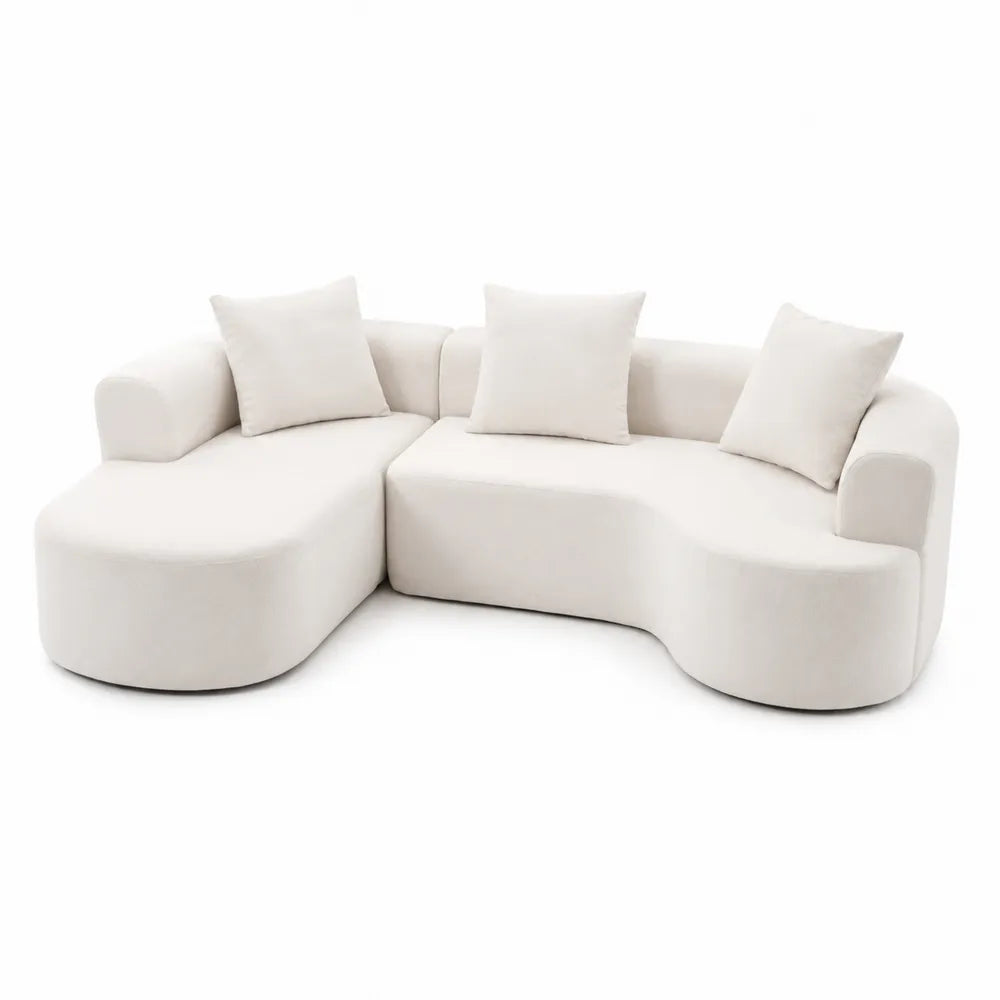 Canapé d'angle en tissu beige