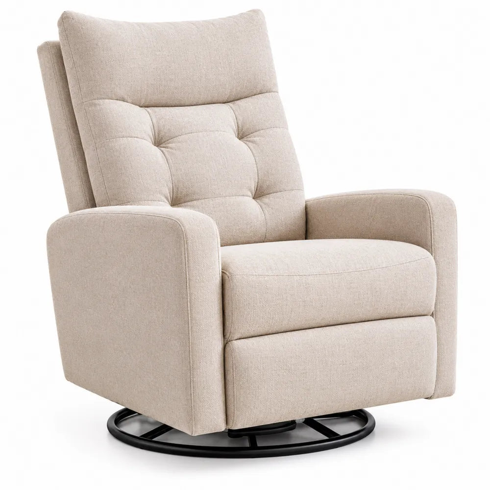 Fauteuil pivotant en tissu beige avec rembourrage en mousse