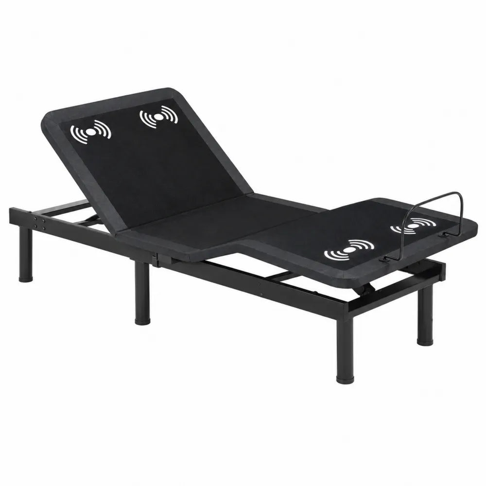 Lit Ajustable Électrique en Métal Noir avec Fonction de Massage
