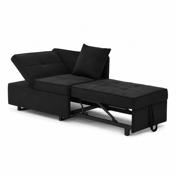 Canapé d'angle réversible convertible en lit en tissu Noir