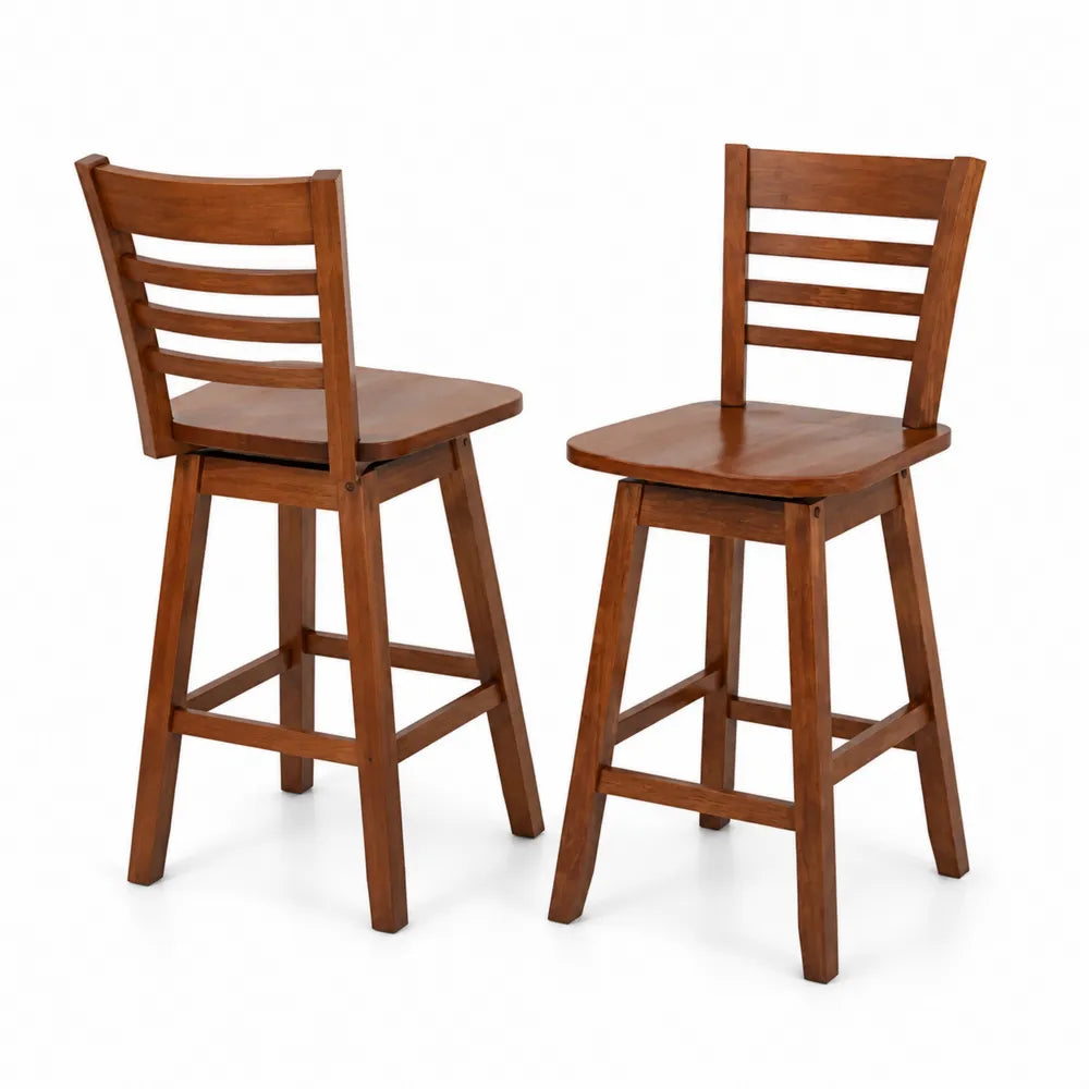 Tabouret de bar en bois massif pivotant, ensemble de 2