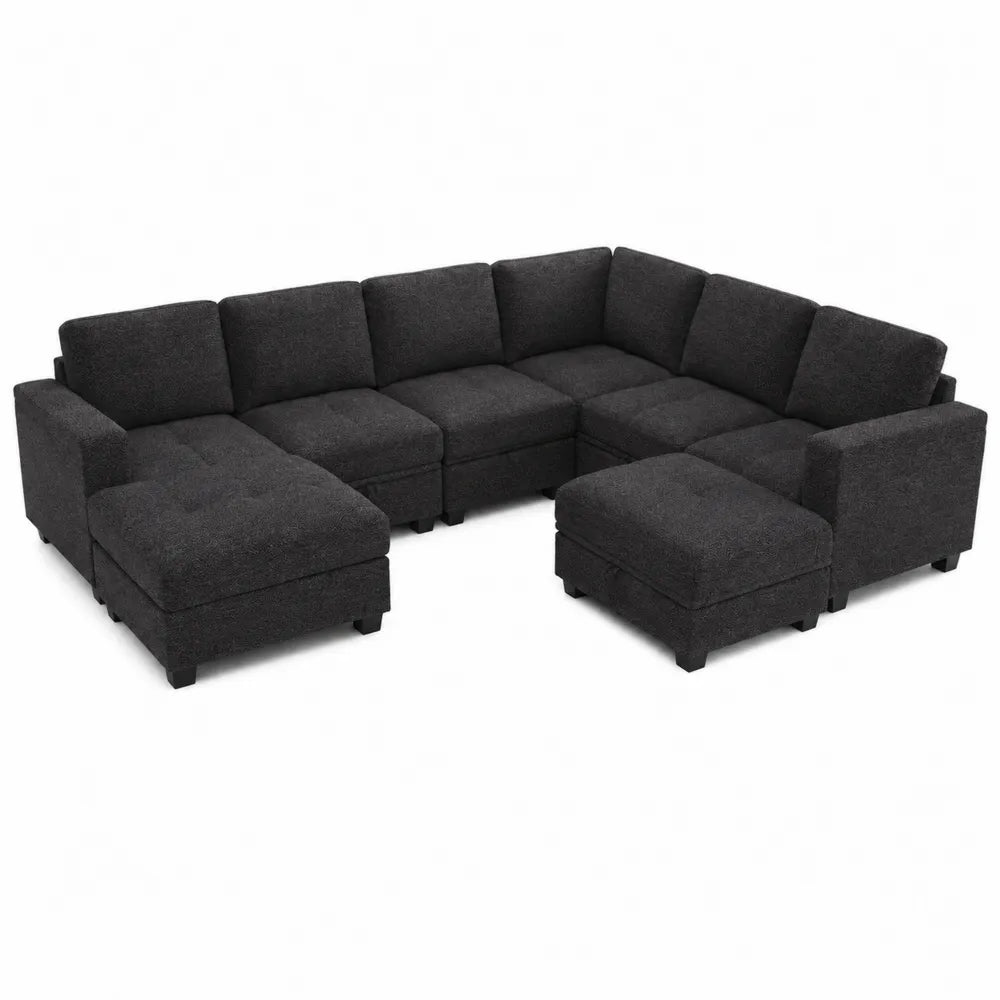 Canapé d'angle modulable en tissu Gris foncé