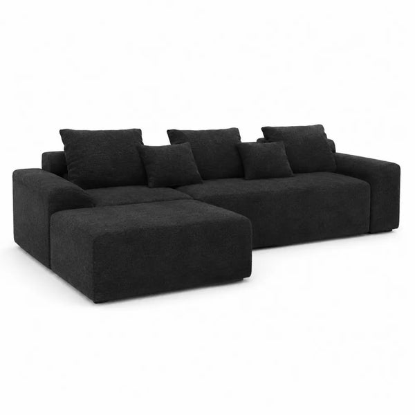 Canapé d'angle en tissu noir 300 cm